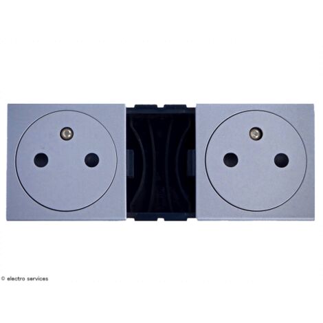 Double prise de courant 2P+T Surface Mosaic Legrand  Finition: Aluminium