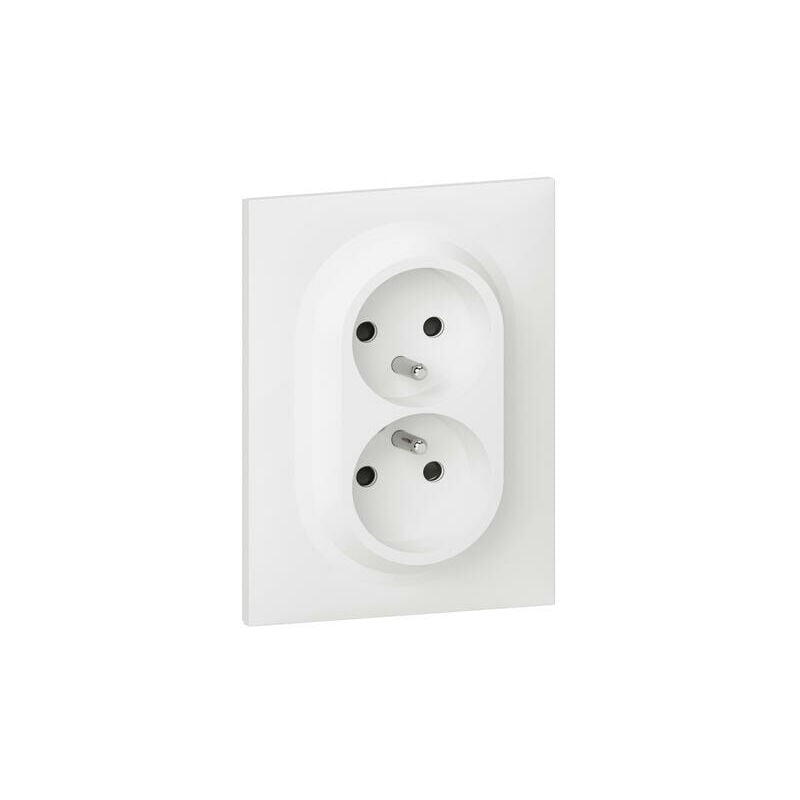 Dooxie Double prise de courant compacte monobloc easyréno 2P+T dooxie 16A livrée avec plaque carrée blanche