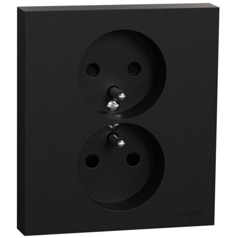 Double prise de courant noire 1 poste 16A Odace (S941089)