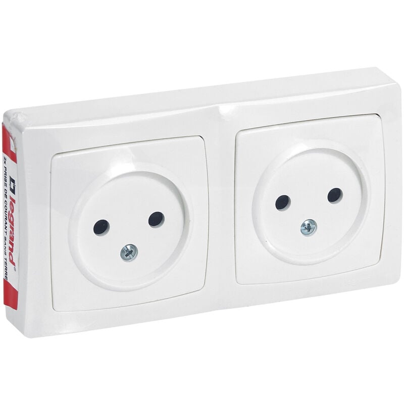 Legrand - Double prise de courant sans terre Appareillage Saillie - Blanc