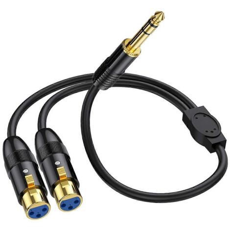 Double prise femelle XLR vers fiche mâle stéréo TRS 6,35 mm A--