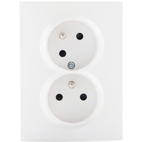 Double prise murale française – Sécurité enfant – 2x16A – Blanc – Encastrée