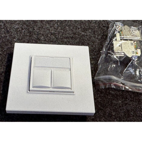 Double prise reseau RJ45 cat 6 STP blanc polaire complet avec support et plaque S-one ALTIRA SCHNEIDER