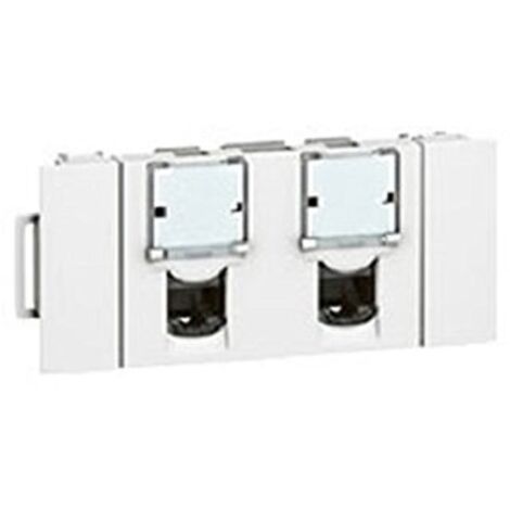 Double prise RJ45 MOSAIC catégorie6 FTP spéciale goulotte à clippage direct 3 modules blanc - LEGRAND - 076546