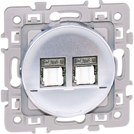 Double prise RJ45 STP Cat.6 (grade 2) - SQUARE Silver - Eur'Ohm