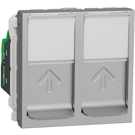 Double prise RJ45 Unica - Cat.6 STP - 2 modules - Alu