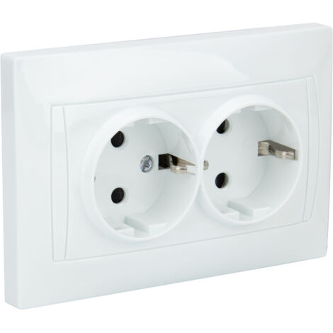 Double prise Schuko monoposte encastrée - Blanc - Zyna - Zenitech