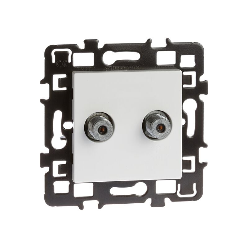 Prise TV multi-services type "f" + enjoliveur - mâle - ESPRIT 2 prises