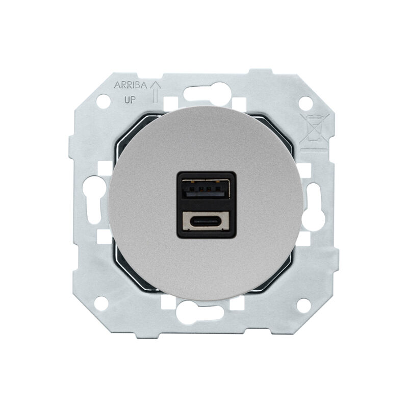 Double prise usb 2,6a a/c alu glossy dom Fontini