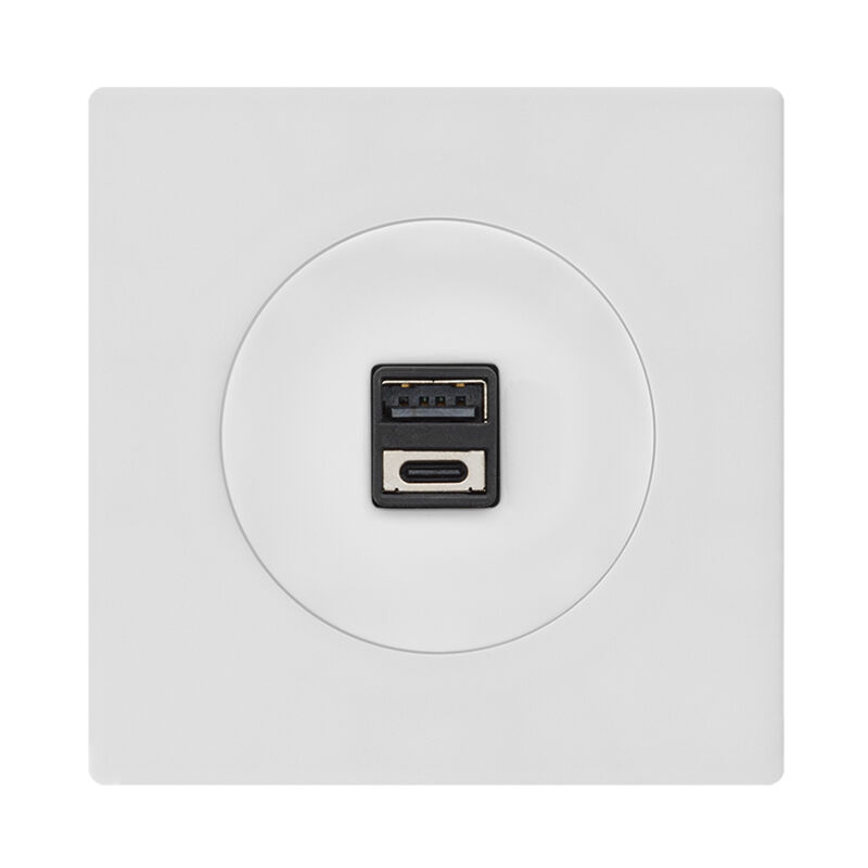 Fontini - Double prise usb 2,6A a/c blanc glossy dom avec plaque simple blanc – Charge rapide et design moderne