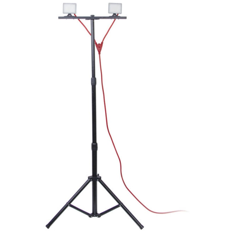 Xanlite - Projecteur de Chantier led sur Pied, Filaire, x2 Projecteurs 20 w, 2800 Lumens - PR20W2T