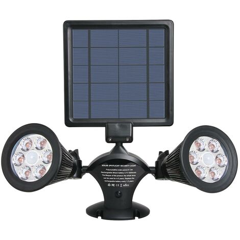 LUMI JARDIN LUMISKY Projecteur double spot solaire extérieur étanche avec détecteur- 12 LEDs - 600 Lm