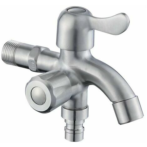 Double robinet 1/2" - Double robinet en acier inoxydable 304 - Robinet d'arrêt - Pour machine à laver - Lave-vaisselle - Jardin - Maison et industrie - Résistant au gel,