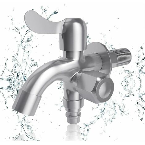 Double robinet 1/2" - Double robinet en acier inoxydable 304 - Robinet d'arrêt - Pour machine à laver - Lave-vaisselle - Jardin - Maison et industrie - Résistant au gel，Superma
