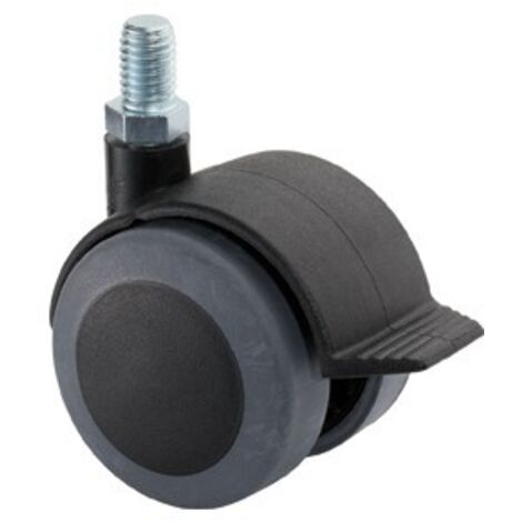 Double rouleau en plastique avec fixation fixe de 50 mm, capacité de charge 50 kg, M10x20, couleur gris