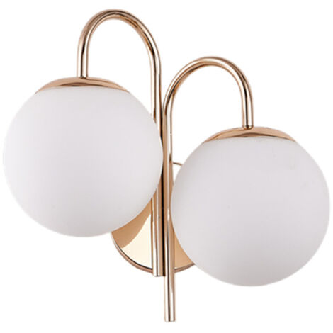 Double Sconce Simple Modern Dual Headed Glass Metal Energy Saving Armed Wall Sconce for Bedroom Office CN Plug 111‑240V