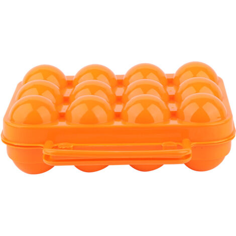 Double Side Plastic Egg Tray Storage Box Case Holder Container with Handle for 12 Eggs(orange)