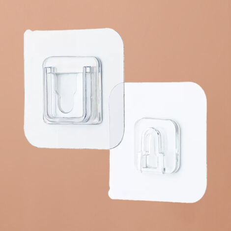 Double-Sided Adhesive Wall Hook, Self-Adhesive, Waterproof Clear Mount Hook for Bathroom Kitchen Decor