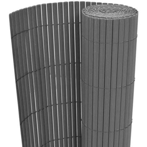 Double-Sided Garden Fence PVC 90x500 cm Grey vidaXL