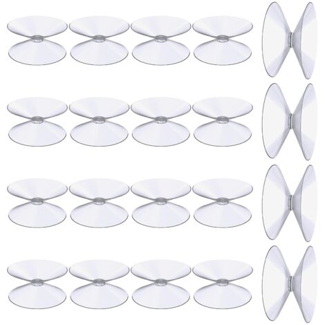 Double Sided Suction Cups, 20 Pieces 3 cm Clear Suction Cups, Extra Strong PVC Plastic Curtain Hanger Insulation Suction Cup for Glass Table Mirror, Bathroom Window Mirror