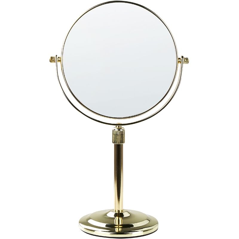 Double-Sided Table Mirror Makeup Vanity Magnifying ø 20 cm Gold Averyon