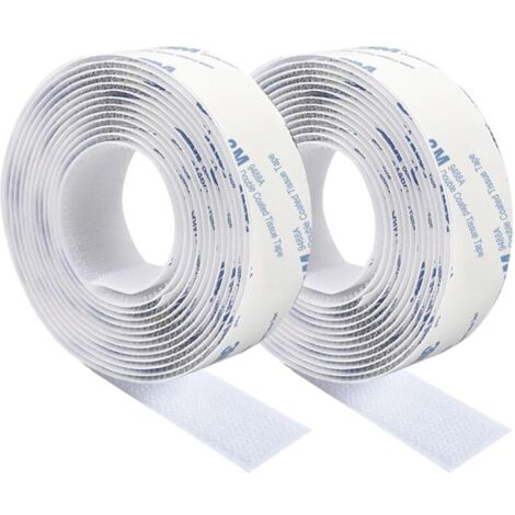 Double-Sided Velcro, Strong White Nylon Double-Sided Adhesive Tape, Trace-Free, 3m x 2cm, for Floor Mats, Cushions, and Clothing