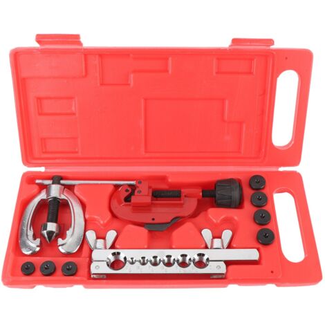 Double Single Flaring Tool Kit 45 Degree 3/16in To 5/8in Steel Alloy 7 Adapters Brake Lines Tubing Repair Kit