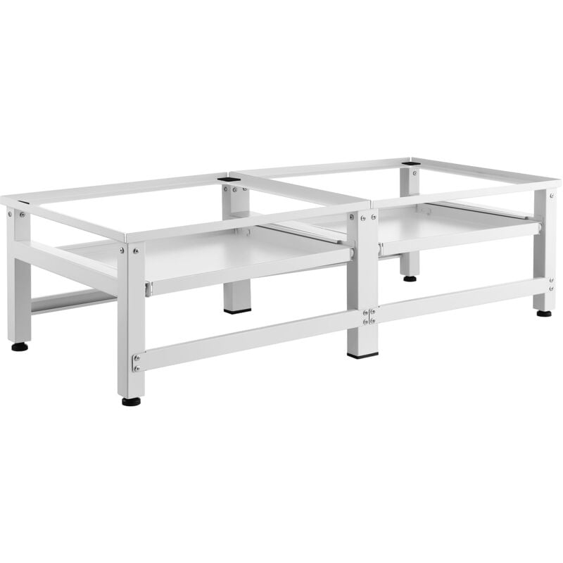 Double socle avec étagère coulissante pour lave-linges séche-linges 124 x 54 x 37 cm