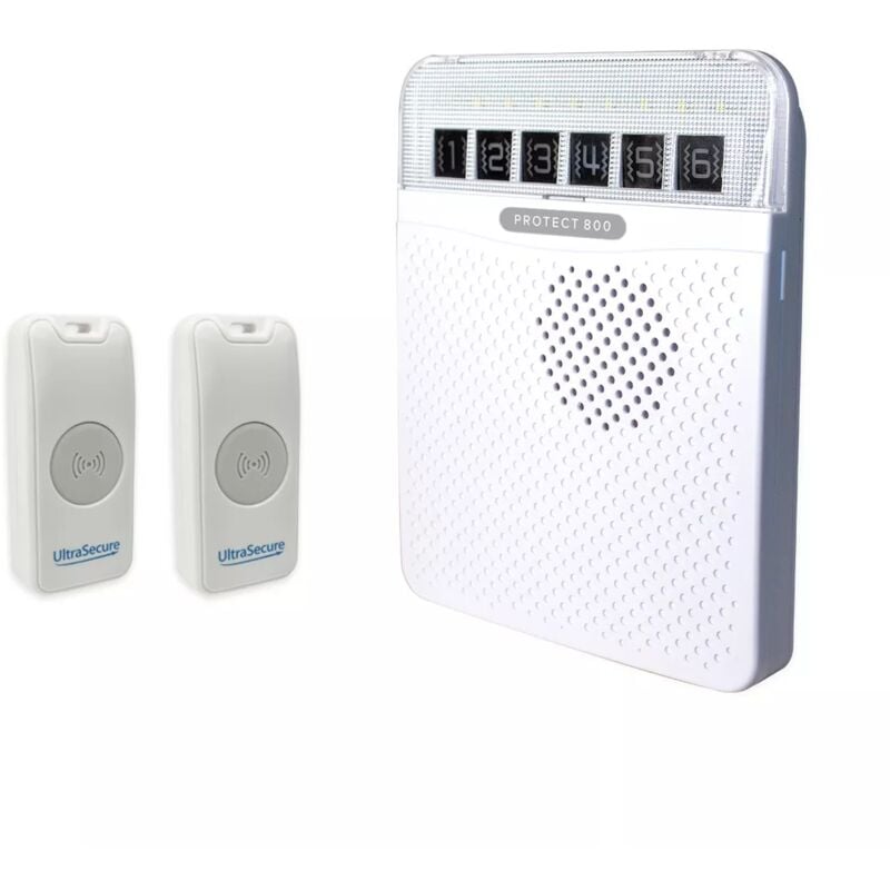 Ultra Secure - Double sonnette 800 mètres sans fil - bouton autonome IP56 résistant & carillon longue distance (protect 800)
