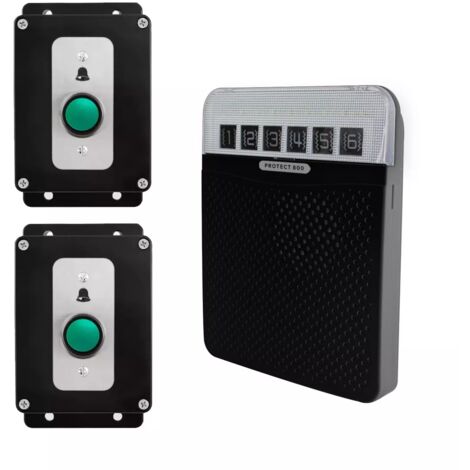 Double sonnette 800 mètres sans fil - bouton autonome IP56 résistant & carillon longue distance (PROTECT 800)