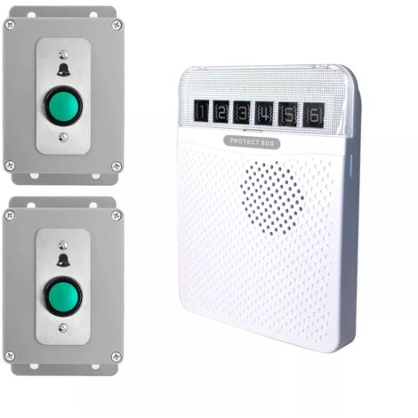 Double sonnette 800 mètres sans fil - bouton autonome IP56 résistant & carillon longue distance (PROTECT 800)
