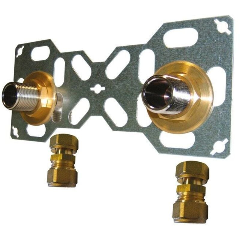 QUICK PLOMBERIE Double sortie de cloison mâle à compression pour tube per, Diam.16 mm 20 x 27 mm