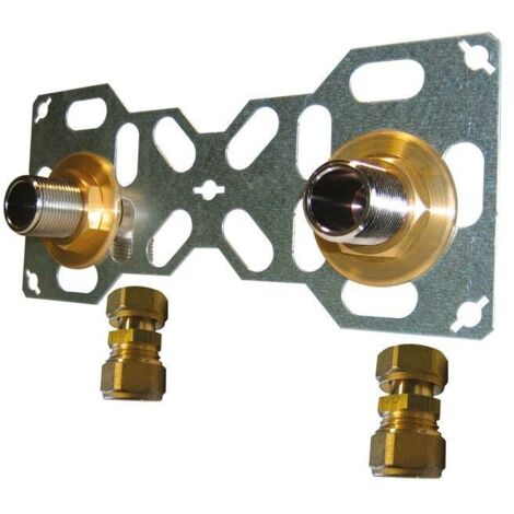 Double sortie de cloison mâle à compression pour tube PER – Diamètre 16 mm – Filetage 20 x 27 mm – Installation encastrée facile – Quick Plomberie - MM 20 X