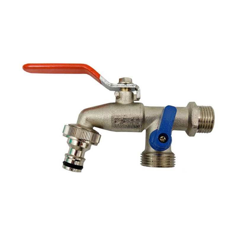 1/2' x 3/4' x 3/4' Double sortie duo jardin robinet extérieur vanne robinet