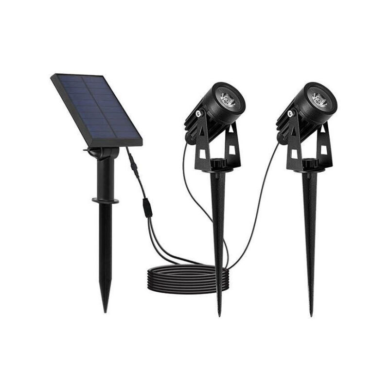 Lumisky - Doubles spots solaires 2 en 1 a piquer ou a fixer roundy - H27 cm - led blanc froid