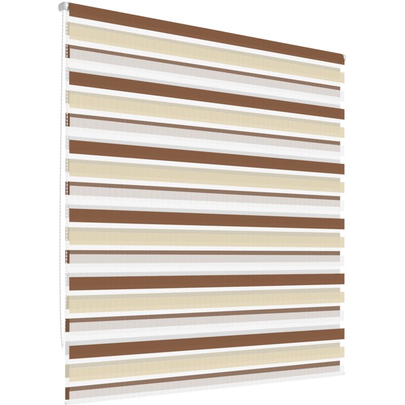 Ecd Germany - Store Enrouleur Double 55 x 150 Cm - Couleur Blanc-Beige-Marron - Klemmfix - Sans Perçage - Avec Supports De Serrage - Pare-Soleil