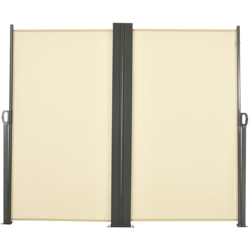 Outsunny - Double store latéral brise-vue paravent rétractable dim. 6L x 1,60H m polyester anti-UV haute densité crème