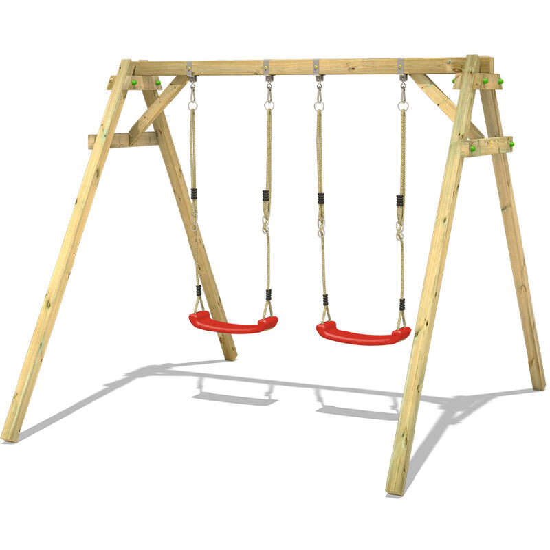 Wooden swing set Smart Move with Climbing extension Children's swing - red - Wickey