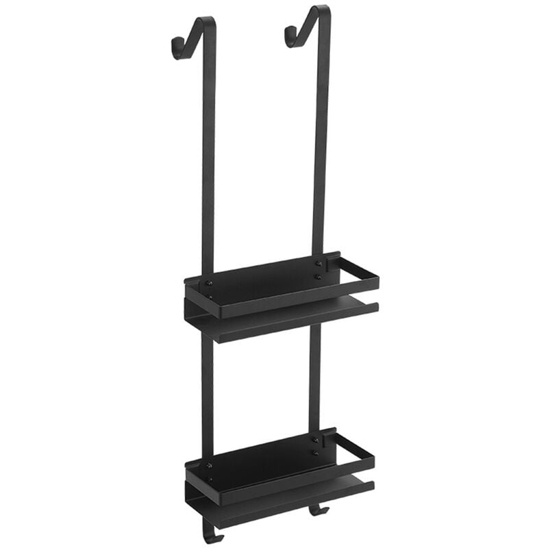 Double étagère de douche en acier inoxydable laqué à suspendre à une paroi NOIR 74 25 10,2 cm étagère de salle de bain murale
