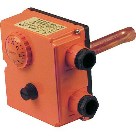 Thermostat double TRB 100 – Régulateur 0-90°C – Commutateur 10A 230V – Thermostat de sécurité 100°C – Doigt de gant DN 15 100mm – Imit
