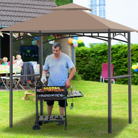 main image of "Double Tiered UV Resistant Grill Shelter with LED Light"
