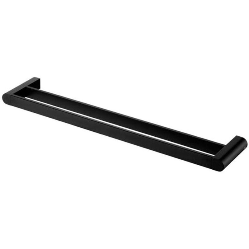 Bathroom Double Towel Rail Black Hanger Wall Mounted