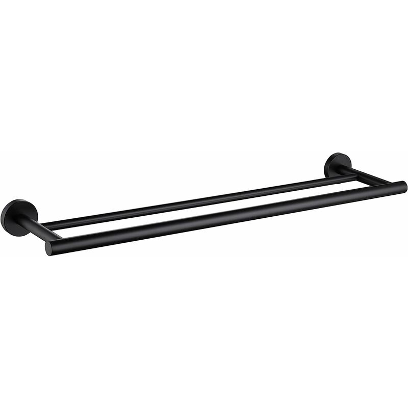 Hiasdfls - Double Towel Rack Bathroom 60 cm Double Wall Mounted Towel Rack Towel Hanger Matte Black 304 stainless steel