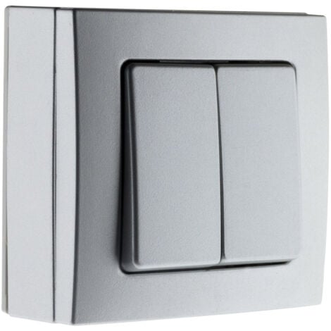 Va et vient double 10A saillie borne auto - Gris - Bel'Vue - Zenitech