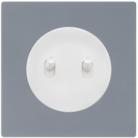 Double va et vient blanc - manette blanc glossy DOM + plaque simple gris - FONTINI