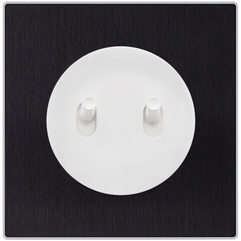 Double va et vient blanc - manette blanc glossy DOM + plaque simple métallisé anthracite - FONTINI