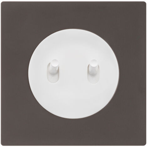 Double va et vient blanc - manette blanc glossy DOM + plaque simple taupe - FONTINI