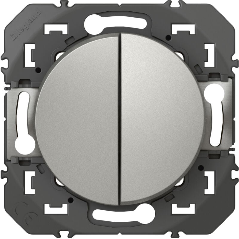 Legrand - Poussoir double Dooxie 6A 250V - Finition Alu