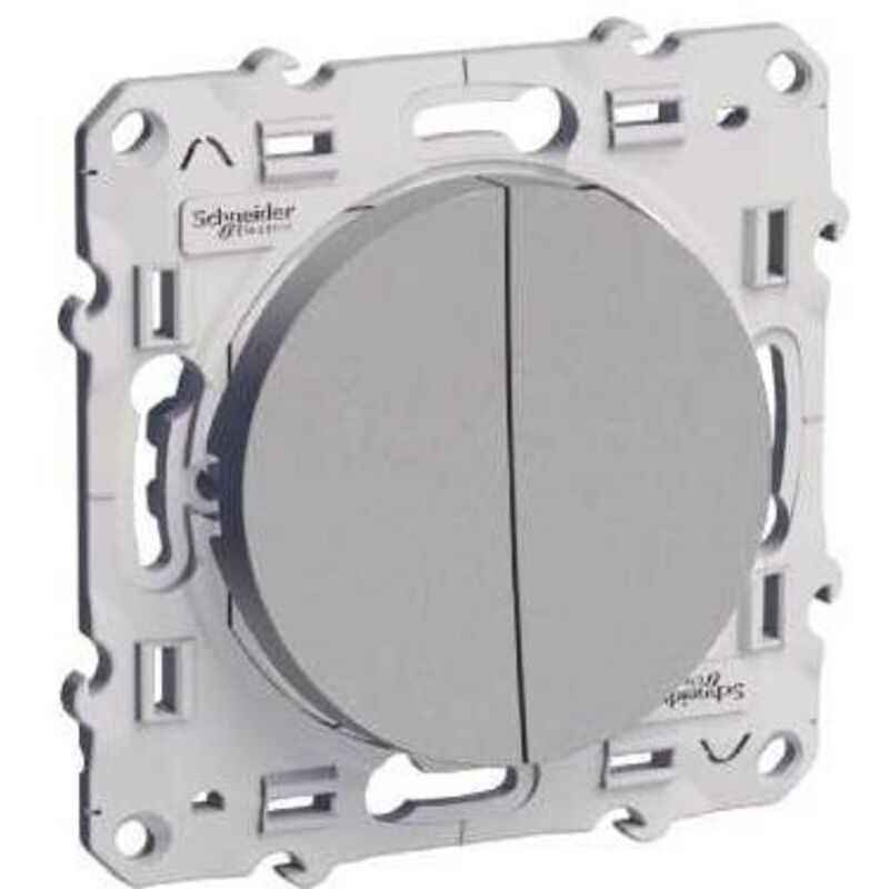 Interrupteur double va-et-vient ODACE 10 A à vis aluminium - SCHNEIDER ELECTRIC - S536214 Interrupteur double va-et-vient ODACE 10 A à vis aluminium - SCHNEIDER ELECTRIC - S536214