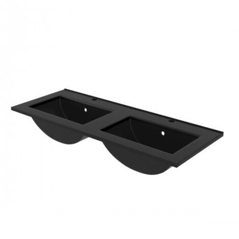 Double vasque à en céramique noire satinée - 120 cm - Timber